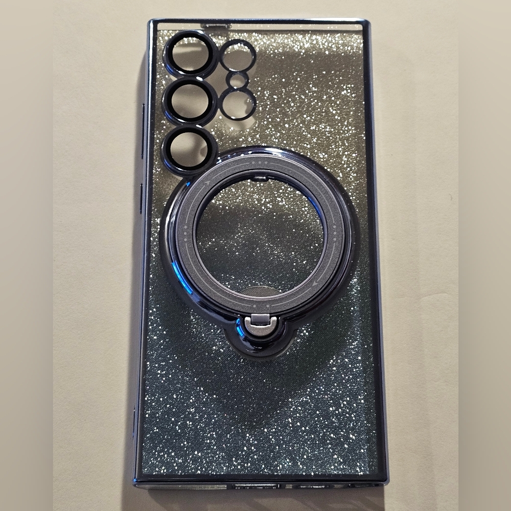 Sparkling Silver Phone Case with Ring Holder